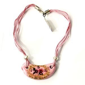 🔥🔥1970s Pink Ceramic Bean on String Necklace🔥🔥